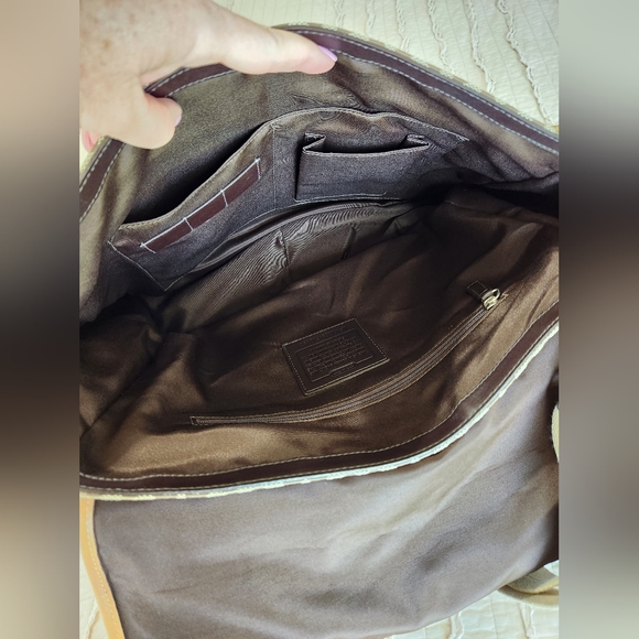 Coach Signature Print Lap Top Messenger Bag, Tan - Picture 7 of 16